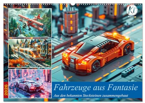 Fahrzeuge aus Fantasie (Wandkalender 2026 DIN A2 quer), CALVENDO Monatskalender: Kinderträume werden wahr: Fantasievolle Fahrzeuge zum Spielen und Staunen (CALVENDO Hobbys)