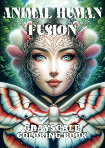 Animal Human Fusion: Grayscale Coloring Book