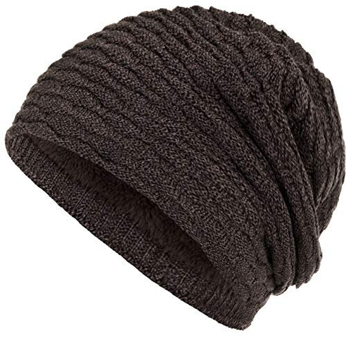 Compagno Wintermütze warm gefütterte Mütze Wabenmuster Beanie meliert Einheitsgröße, Farbe:Grau Braun meliert