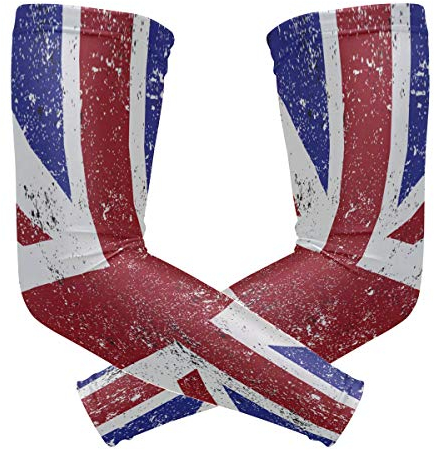 ZZKKO Retro British Flag Cooling Arm Sleeves Cover Uv Sun Protection for Men Women Running Golf Cycling Arm Warmer Sleeves 1 Pair