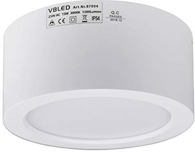 VBLED LED Aufbauspot, LED Deckenaufbauleuchte LED Aufbauleuchte in weiß 15W 1380Lm 3000K