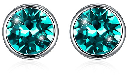 Josfeva Ohrstecker Silber 925 Damen, Ohrringe Stecker, 8mm Grün Rund Ohrringe Ohrstecker, Klein Sleeper Cluster mit Kristall, Ohrschmuck mit Geschenkbox für Frauen, Mutter zum Geburtstag