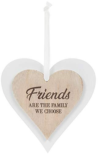 Double Wooden Heart Plaque Hanging Sign - Friends Are The Family We Choose