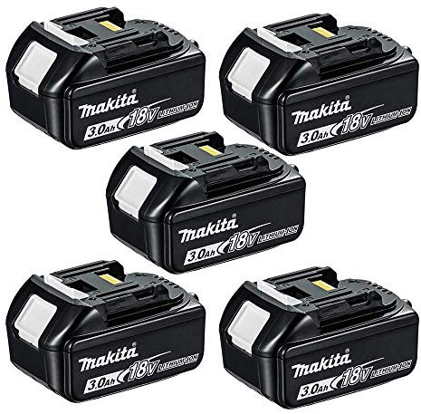 Makita BL1830 18 Volt 3Ah Lithium-Ion Battery, 18 V, Black, Small … Pack of 5
