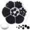 TOAOB 1160 Stück Kunstperle mit Loch Runde Perlen set zum Auffädeln Schmuck Perlen Schwarz 3mm 4mm 5mm 6mm 8mm 10mm 12mm für Dekorieren Kleidung Halsketten Armbänder