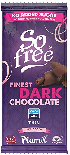 So Free Finest Dark Chocolate Bars Case of 12 ( Vegan, No Added Sugar and Gluten Free )
