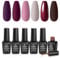 Beetles Gel Polish Nail Set - 6pc Fall Winter Purple, Brown, Burgundy, Red Glitter Gel Polish - Soak Off Uv Light Kit - DIY Nail Art Gift