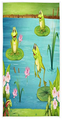 Mnsruu Lustiges Frosch Seerosen Teich Weich Bad Hotel Spa Hand Gym Sport Handtuch 76 x 38 cm