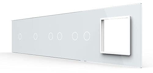 Livolo Nur Glasblende VL-C7-C1/C1/C2/C2/SR-11-A Weiß 5 Fach Glasrahmen Glas Blende für Steckdosen Touch Berührungs Lichtschalter und Serienschalter Wechselschalter modern Glaslichtschalter