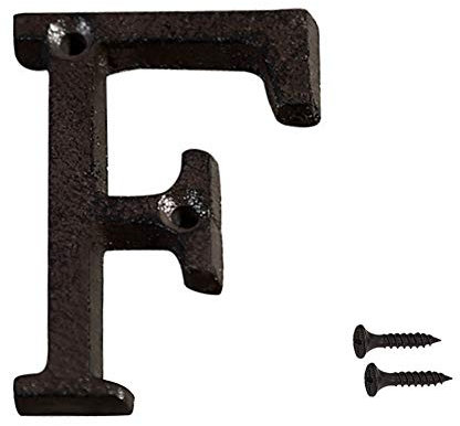 INCREWAY Cast Iron House Number, 7.5cm Black Home Address Letter Iron House Number Die Cast Letter Mailbox Letter (F)