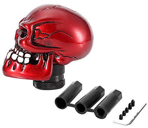 KIMISS Skull Gear Schaltknauf Skelett Skull Head Car Gear Schaltknauf Stick Lever Shifter Universal(rot)