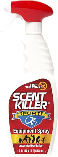 Scent Killer Sports Equipment Deodorizer Spray - Unscented Sports Equipment Deodorizer for Shoes, Gym Bags, Helmets and Gear – 16 FL OZ