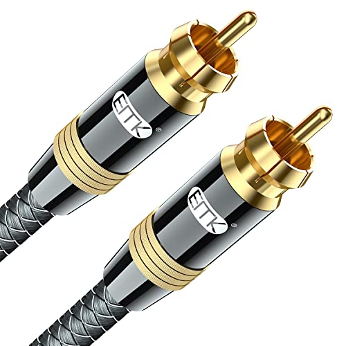 EMK Cable Coaxial para Subwoofer, 1 Conector RCA Macho a 1 Cable RCA Macho, Cable de Audio adecuado para el hogar, teatro, TV, subwoofer, sistemas Hi-Fi (3M, Coaxial Digital con Conector RCA, Marrón)
