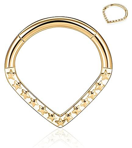 AROWRO Septum Schmuck Gold Septum Nasenringe 16G Daith Helix Ohrringe 16G Septum Nasenringe für Frauen Septum Hoop Daith Helix Rook Piercing Schmuck Chirurgenstahl Daith Knorpel Conch Schmuck 10mm