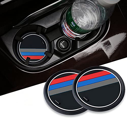 Set of 2 Line Car Interior Accessories Anti-Slip Coasters for 1 3 5 7 Series F30 F35 320li 316i X1 X3 X4 X5 X6 (Diameter 2.6 inches (66 mm)