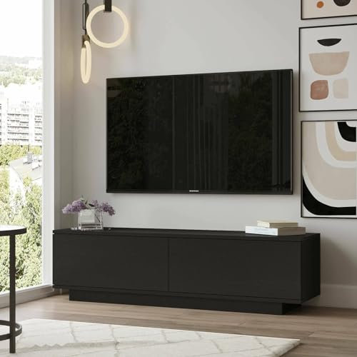 Dmora Mobile Porta TV Zaur, Credenza da Soggiorno, Armadio Basso per TV, Base Parete attrezzata, 140x36h38 cm, Nero