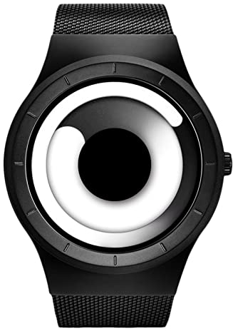 rorios Herren Uhren Sportuhr mit Mesh Armband Kreative Swirl Zifferblatt Armbanduhr Männer Analoger Quarzuhr