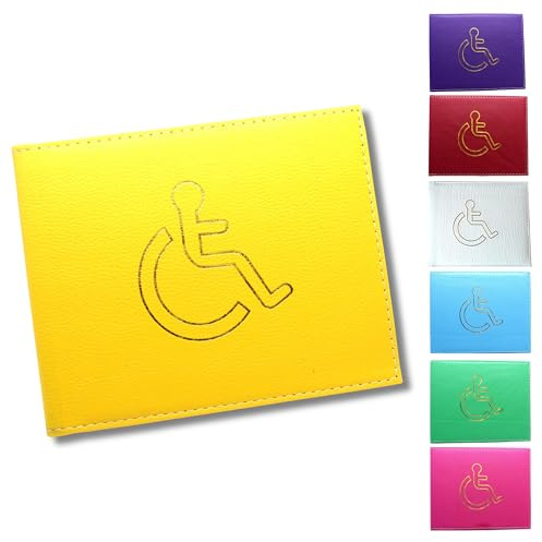 Soft Leather Disabled Badge Holder Wallet Disability Parking Badge Cover Holder by Glamified Disabled Blue Badge Display Holder… (Yellow)