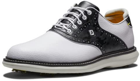 FootJoy Herren Traditions Golfschuh, Weiß/Anthrazit-Camouflage, 46 EU