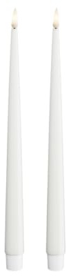 Deluxe Homeart Indoor Flameless LED Dinner Candle - Set of 2 - with Real Flame™ Technology - Battery Powered Candle (28 cm, White)