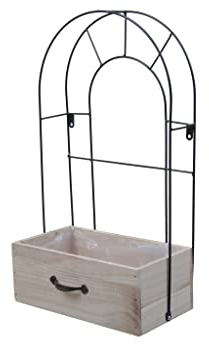 Pot de fleurs vintage o643 - 45 x 26 cm - Avec treillis en bois - Style vintage - Style rétro - Pour parterre surélevé - Étagère murale - Brise-vue - Jardinière - Décoration de jardin
