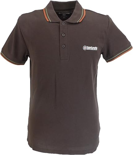 Lambretta Mens Short Sleeve Polo Shirt Java Brown Size Medium