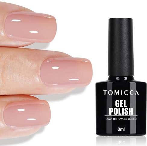 TOMICCA Vernis Semi Permanent Rose Nude, 8ml Soak Off UV LED Vernis à Ongles Gel Semi Permanent Nude Clair pour Nail Art French-Manucure