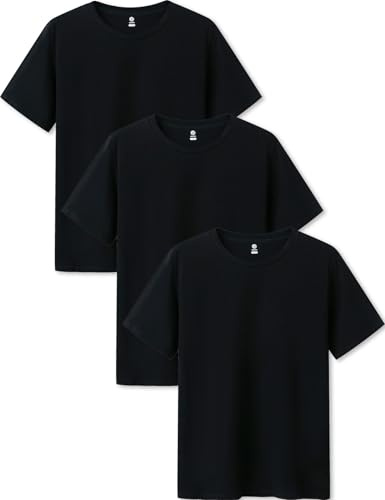 LAPASA Camisetas Hombre Algodón Pack 3 Manga Corta Cuello Redondo/V M05/M06 | Camisetas interiores de algodón ELS con 95% algodón, 5% elastano, suaves, transpirables y cómodas para uso diario.