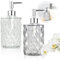 2 Pcs Distributeur Savon en Verre Transparent, avec Pompe en Plastique ABS, Flacon Pompe en Verre, Distributeur Savon Liquide pour Cuisine, Salle de Bain (330 ML)
