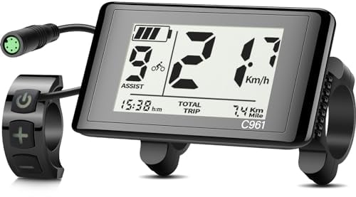E-Mangue Ebike Display C961 für BAFANG BBS01B BBS02B BBS HD Mittelmotor, Electric Bicycle Display Fahrrad Computer mit 0-9 PAS UART Protokoll, 5 Pin Female