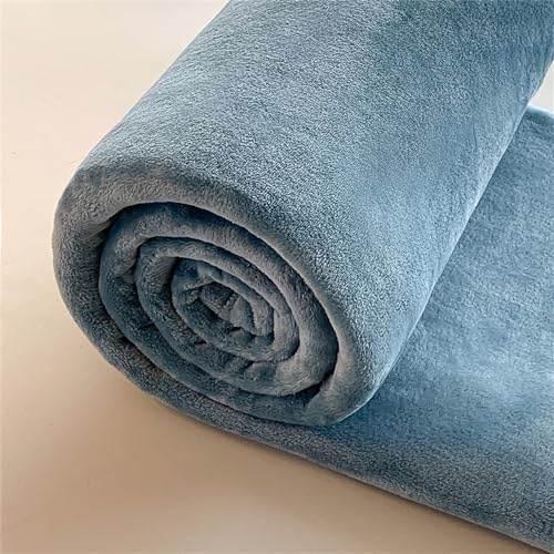 FANSU Flanell Decke Kuscheldecke Fleecedecke, Einfarbig Verdicken Weiche Warm im Winter Flauschig Wohndecke Microfaser Decke als Wohnzimmerdecke, Sofaüberwurf, Bettüberwurf (150x200cm,Grau Blau)