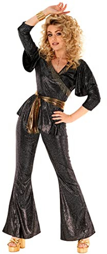 Morph Damen 70er Disco Kostüm, Retro Disco Outfit, Perfekt für Partys und Events, L