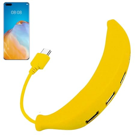 Hub USB para portátil - Puerto de datos USB C, adaptador multipuerto USB Splitter hub de 4 puertos | Transferencia de datos más rápida, divisor USB en forma de banana, adaptador tipo C para PC