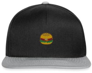 Spreadshirt Burger Bestickt Snapback Cap, One Size, Schwarz/Grau