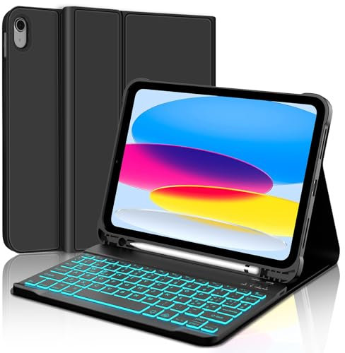 WAVATA Tastiera per iPad 10 Generazione 10.9 2022 con Retroilluminata, Custodia con Tastiera per iPad 11 Generazione A16 2025 11 pollici Magnetica Staccabile Italiano QWERTY Layout, Nero