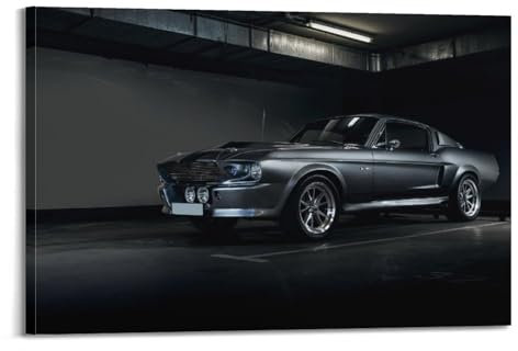 YTNSA Poster mit amerikanischem Rennwagen, Mustang Shelby GT500, Eleanor, Sportwagen, dekoratives Gemälde, Leinwand, Wandposter und Kunstdruck, moderne Familienschlafzimmer-Dekoration, Poster, 50 x 75