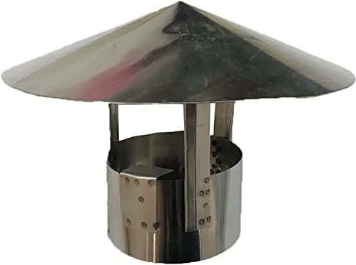 CRRONG Schornsteinhaubenkappe, Schornsteinhaube aus Edelstahl, Schornsteinhaubenkappe, Schornsteinschutz, Regenkappe, Anti-Zugluft, Feuerdach, Schornstein (Größe: 13 cm)