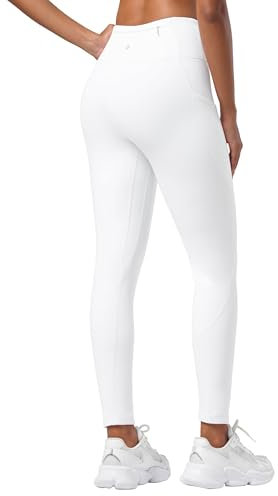 WILLIT Thermo Leggings Damen Gefütterte Leggings Winter Wasserbeständig Thermohose Hohe Taille Warme Yogahose Laufhose Strumpfhosen Weiß M