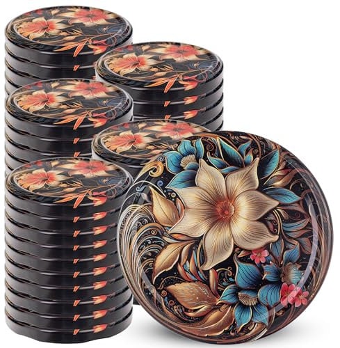 KADAX Schraubdeckel fi82 mm x 50st, Twist-Off-Deckel Set aus Metall, Ersatzdeckel für Einmachgläser, Deckel mit 6 Einrastzähnen fürsturzgläser und Einmachgläser (Lilien, 50stück)