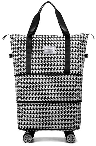Yarteim Reisetasche mit 4 Rollen, Faltbare Weekender Tasche, Erweiterbar Handgepäck Großer Kapazität Trainingstasche Sporttasche Wasserdicht Travel Bag, Rollgepäck für Damen und Herren Fitness Reisen