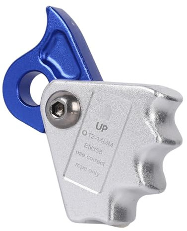 Climbing Rope Grab Fall Arrester Fall Protection for 12-14mm Rope 15kN Climbing Ascender Climbing Descender for Caving, Blue