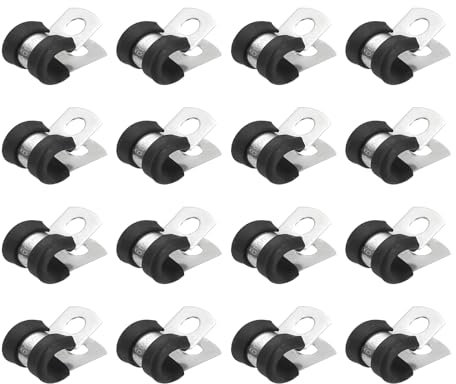 PATIKIL Abrazadera de Cable 6mm, 16Pcs Abrazaderas de Metal de Acero Inoxidable 304 con Aislamiento de Goma, Abrazadera de Manguera para Instalación de Tubos, Mangueras, Cables y Cuerdas