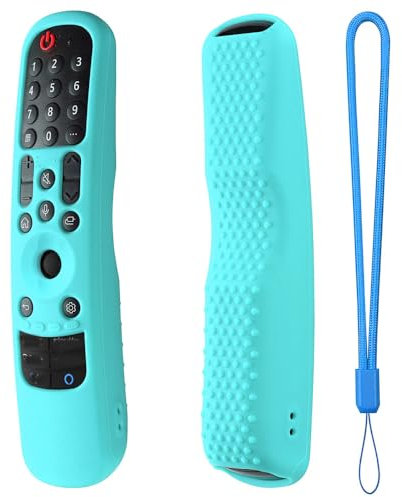 Per LG Smart TV, Custodie in silicone per telecomando, coperture protettive antiscivolo con corda, manicotto magico antiurto per telecomando (Verde menta)