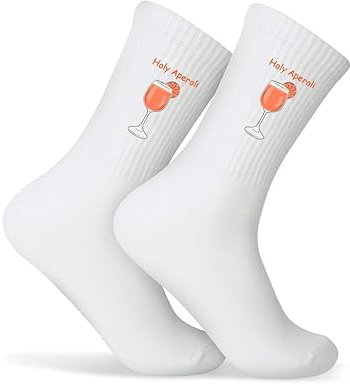 NIEEKRUN Aperol Spritz Socken – Atmungsaktive Baumwoll-Crew- und Tennissocken mit Aperol-Motiv – Lustige Geschenkidee für Genießer