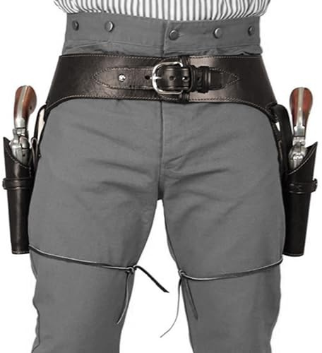 Cowboy Gun Holsterss Belt, PU Double Gun Holsters, mittelalterlicher Retro Revolver Belt Case, Retro Gun Holsterss Western Cowboy Revolver -Tasche für Halloween Cosplay Party (a)