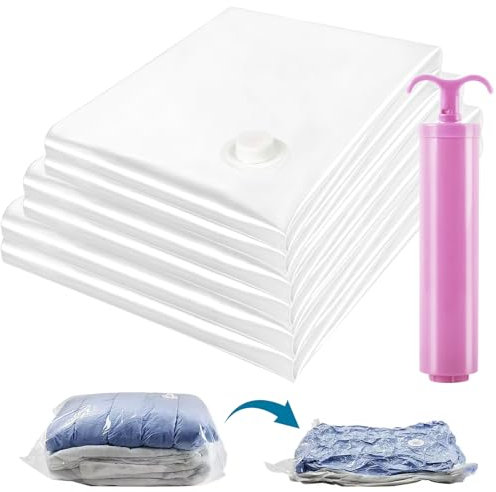 6 Stück Vakuumbeutel für Kleidung, Vakuumtüten Aufbewahrungsbeutel Wiederverwendbar mit Pumpe 2 Groß 80x60cm 2 Mittelgroß 70x50cm 2 Kleine 60x40cm Reise Kompressionsbeutel Kleiderbeutel Kleidersack