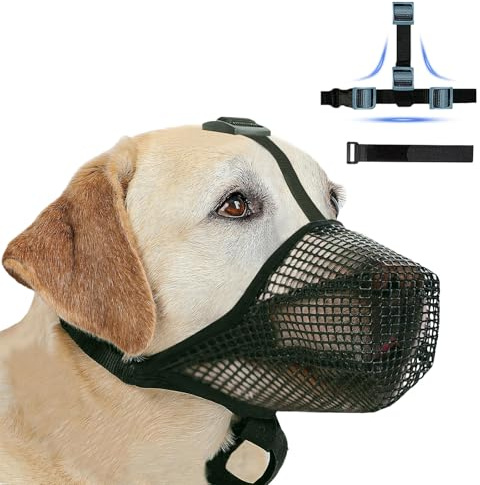 Dog Muzzle for Large Dog, Muzzles with Velcro Straps, Breathable Pet Mask DogsTraining for Biting Chewing, Soft Mesh Muzzle for Small Medium Large Dogs (Green, XL)