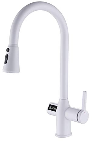 ZCCZJS Küchenarmaturen mit Pull Down Spray Messing Pull Down Kitchen Wasserhahngrau (Blanc)
