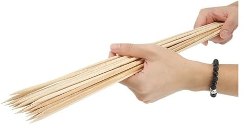 60 cm x 6 mm, 100 Stück lange Holzspieße, Schaschlik, Tornado, Kartoffel, Bambusspieß, Naturholz, Grillnadel, Aufkleber, Grill