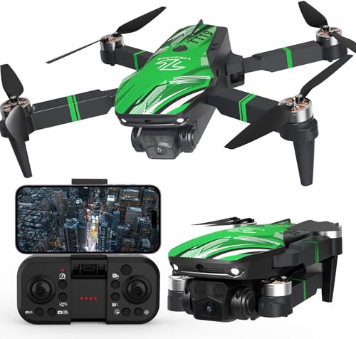 TTROARDS Dron con Cámara 4K para Adultos, Evitación de Obstáculos de 270°, Motor sin Escobillas, Dron RC Quadcopter con Posicionamiento por Flujo Óptico, Resistencia al Viento de Nivel 3 (Verde)